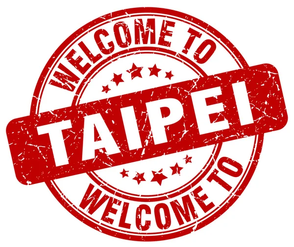 Welcome to Taipei red round vintage stamp — Stock Vector