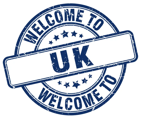 Welcome to uk blue round vintage stamp — Stock Vector