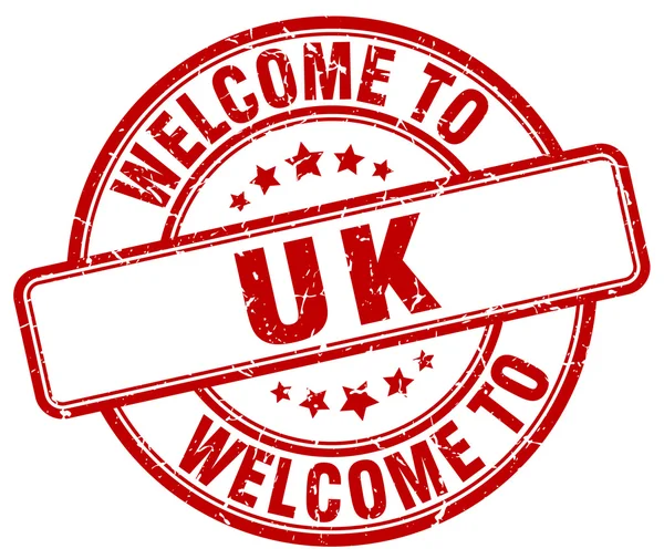 Welcome to uk red round vintage stamp — Stock Vector