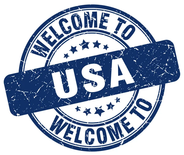 Welcome to usa blue round vintage stamp — стоковый вектор