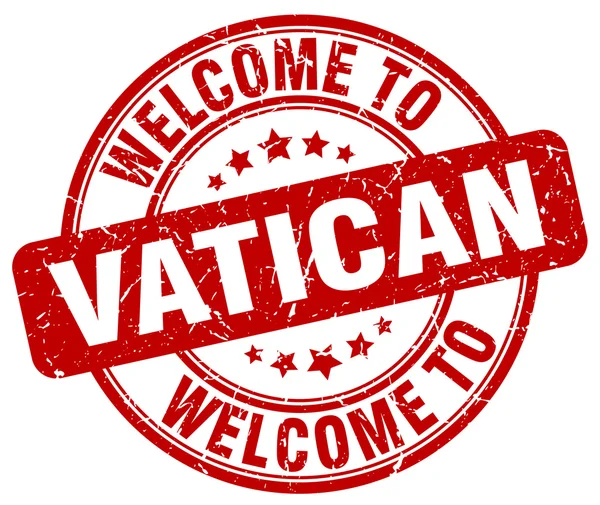 Welcome to Vatican red round vintage stamp — Stock Vector