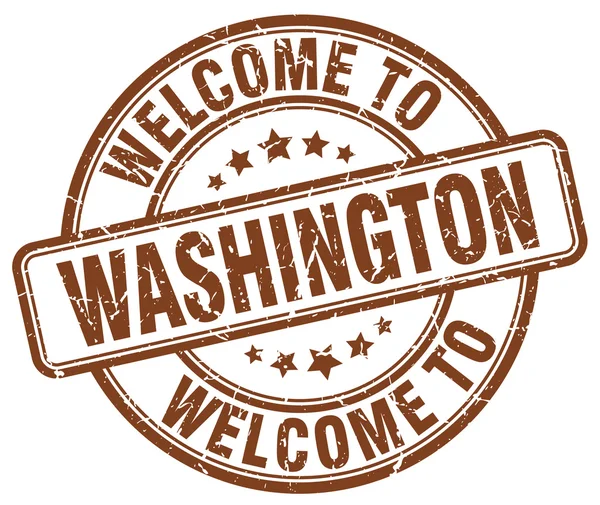 Welcome to Washington brown round vintage stamp — Stock Vector