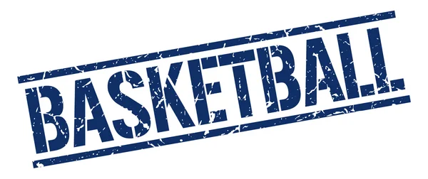 Grunge koszykówki niebieski kwadrat vintage pieczątka — Wektor stockowy