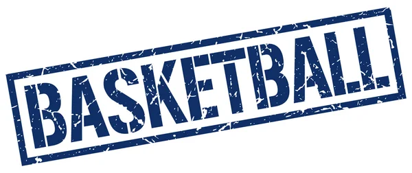 Basketball blue grunge square vintage rubber stamp — Stockvektor