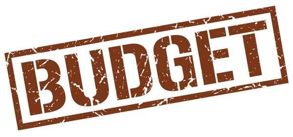 Presupuesto grunge marrón cuadrado vintage sello de goma — Vector de stock