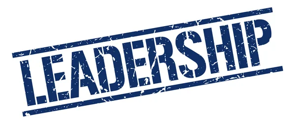 Leadership blu grunge quadrata vintage timbro di gomma — Vettoriale Stock