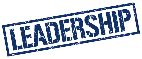 Leadership blu grunge quadrata vintage timbro di gomma — Vettoriale Stock