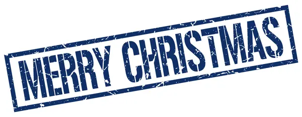 Joyeux Noël bleu grunge carré timbre en caoutchouc vintage — Image vectorielle