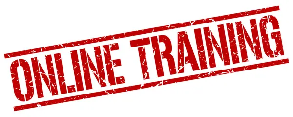 正方形のオンライン トレーニング赤グランジ ビンテージ スタンプ — ストックベクタ