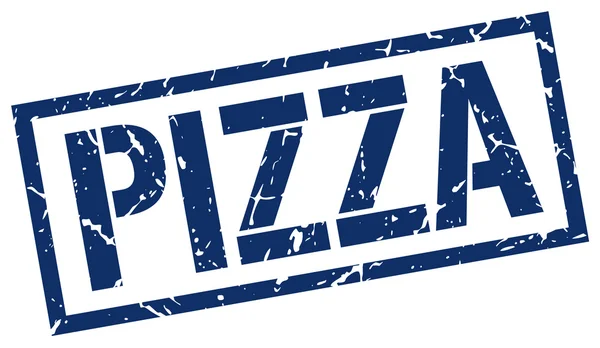 正方形の青いピザ グランジ ビンテージ スタンプ — ストックベクタ