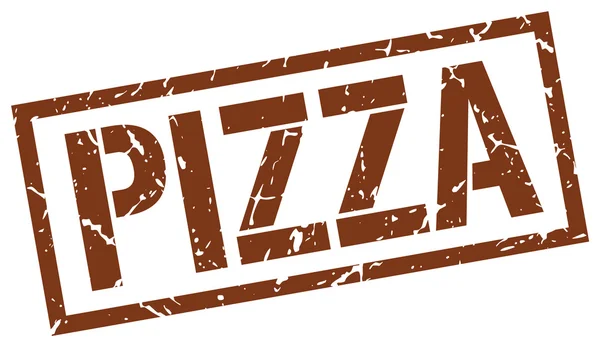 Pizza, brunt, firkantet gummistempel – stockvektor