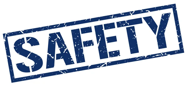 Grunge ασφάλεια μπλε τετράγωνο εκλεκτής ποιότητας καουτσούκ σφραγίδα — Διανυσματικό Αρχείο