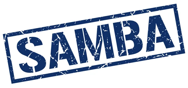 Samba blue grunge square vintage rubber stamp — Stock Vector
