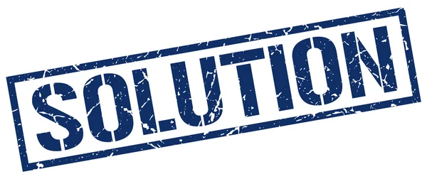 Grunge λύση μπλε τετράγωνο εκλεκτής ποιότητας καουτσούκ σφραγίδα — Διανυσματικό Αρχείο