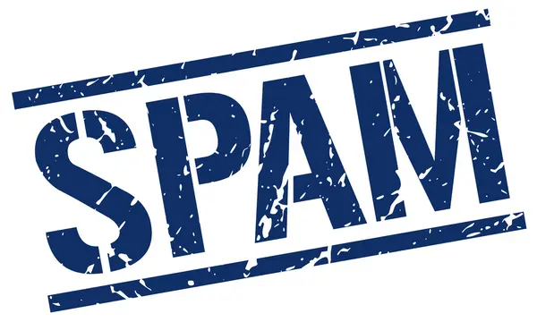 Spam Grunge bleu carré timbre en caoutchouc vintage — Image vectorielle