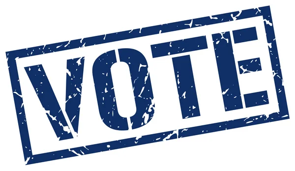 投票青いグランジ ビンテージ正方形のゴム印 — ストックベクタ