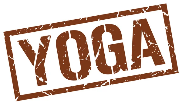 Yoga braun grunge square vintage rubber stamp — Stockvektor