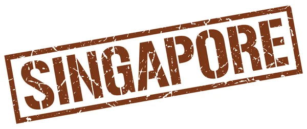 Szingapúr barna négyzet bélyegző — Stock Vector