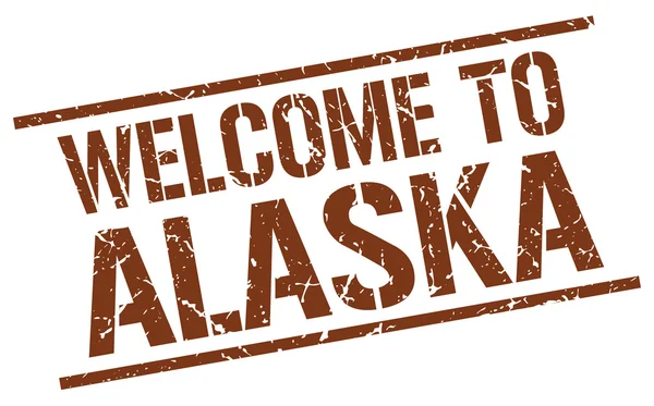 Benvenuto al francobollo Alaska — Vettoriale Stock