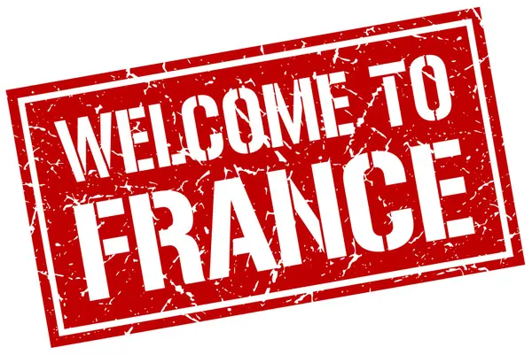 Benvenuto a francobollo Francia — Vettoriale Stock