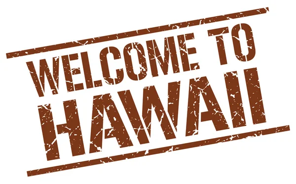 Benvenuto al francobollo Hawaii — Vettoriale Stock