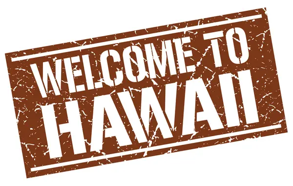 Benvenuto al francobollo Hawaii — Vettoriale Stock