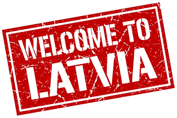 Welcome to Latvia stamp — Stock Vector