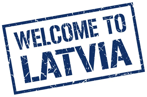 Welcome to Latvia stamp — Stock Vector