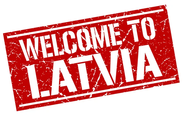 Selamat datang di Latvia stempel - Stok Vektor