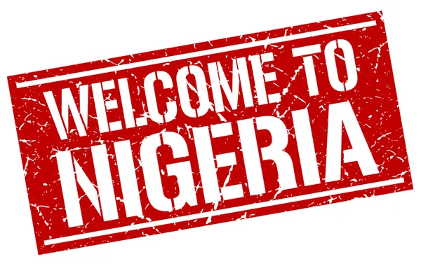 Benvenuto a Nigeria francobollo — Vettoriale Stock