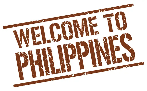 Benvenuto al francobollo Filippine — Vettoriale Stock