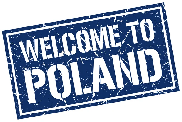 Benvenuto al francobollo Polonia — Vettoriale Stock