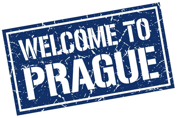 Benvenuto a Praga francobollo — Vettoriale Stock
