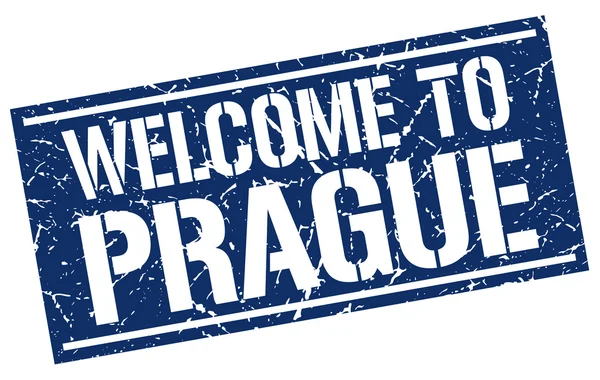 Benvenuto a Praga francobollo — Vettoriale Stock