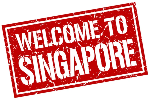 Benvenuto al francobollo singapore — Vettoriale Stock