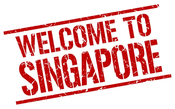 Benvenuto al francobollo singapore — Vettoriale Stock