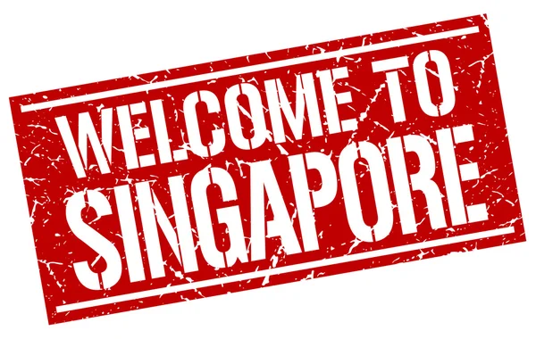 Benvenuto al francobollo singapore — Vettoriale Stock