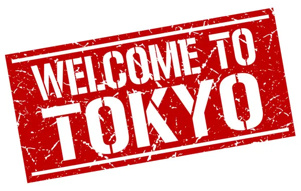 Willkommen bei Tokyo-Briefmarke — Stockvektor