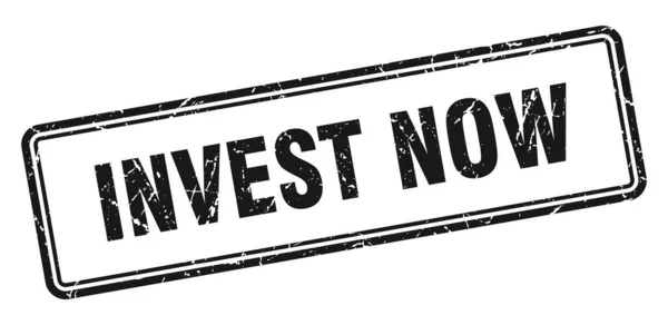 Investir Agora Selo Sinal Grunge Quadrado Isolado Fundo Branco — Vetor de Stock