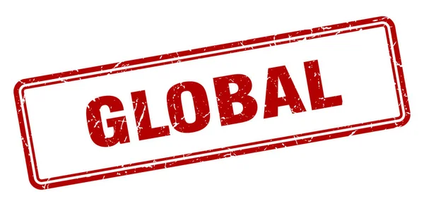 Globális Bélyegző Négyzet Grunge Jel Elszigetelt Fehér Háttér — Stock Vector