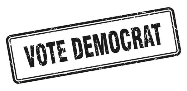 Vote Démocrate Timbre Signe Grunge Carré Isolé Sur Fond Blanc — Image vectorielle