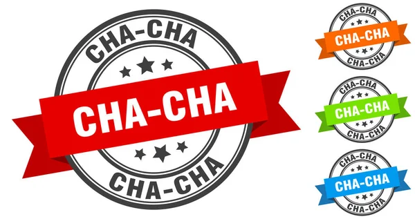 Cha Cha Pecsét Kerek Zenekar Felirat Készlet Szalagcímke — Stock Vector