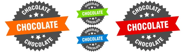 Signo Chocolate Conjunto Etiquetas Cinta Redonda Sello — Vector de stock