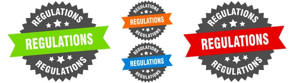 Firma Del Regolamento Set Etichette Rotonde Nastro Timbro — Vettoriale Stock