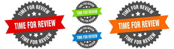 Time Review Sign Ribbon Label Set Stamp — Stock Vector