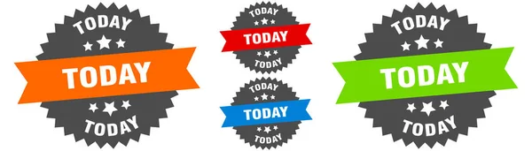 Today Sign Ribbon Label Set Stamp — Stock Vector