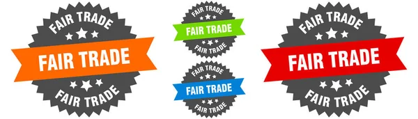 公平贸易的标志 圆形缎带标签集 — 图库矢量图片