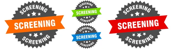 Screening Sign Ribbon Label Set Stamp — Stock Vector