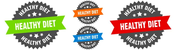 Healthy Diet Sign Ribbon Label Set Stamp — Stock Vector