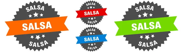 Salsa Zeichen Rundes Etikettenset Briefmarke — Stockvektor